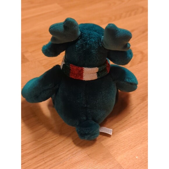 Commonwealth Christmas Reindeer 11" Green Plush Scarf Stripes Stuffed Animal - Picture 5 of 7
